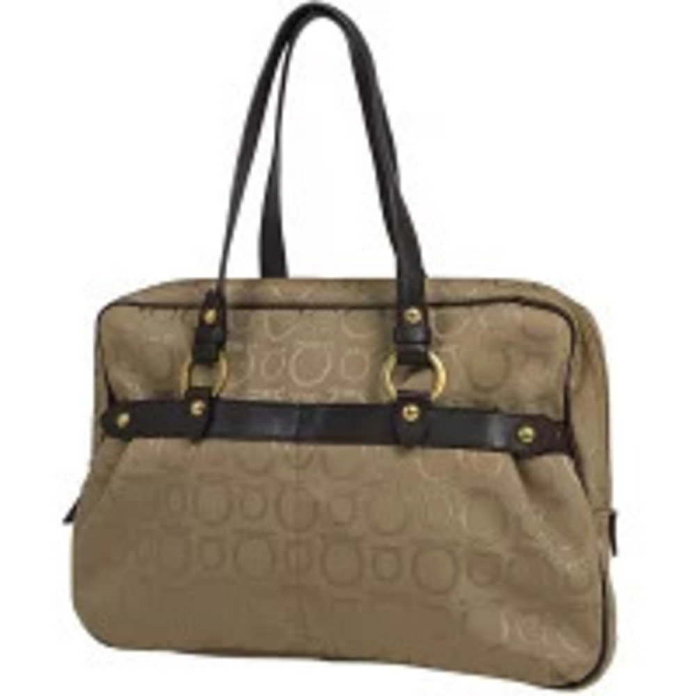 Salvatore Ferragamo Gancini handbag tote bag shoulder canvas brown